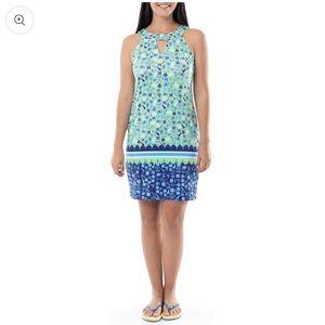 NWT - Guy Harvey Ladies Tiki Time Halter Dress - Size Small - Blue/Green/White